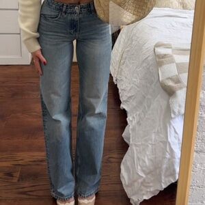 Zara Full Length TRF Wide Leg Mid-Rise Jeans